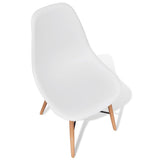 White Dining Set 1 Round Table with 2 Armless Chairs - Low Angle