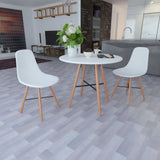 White Dining Set 1 Round Table with 2 Armless Chairs