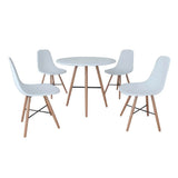 White Dining Set 1 Round Table with 4 Armless Chairs