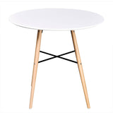 White Dining Set 1 Round Table with 4 Armless Chairs - Top-Down View
