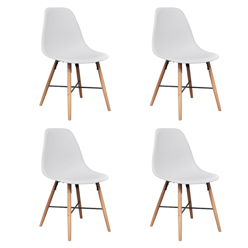 White Dining Set 1 Round Table with 4 Armless Chairs