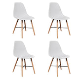 White Dining Set 1 Round Table with 4 Armless Chairs