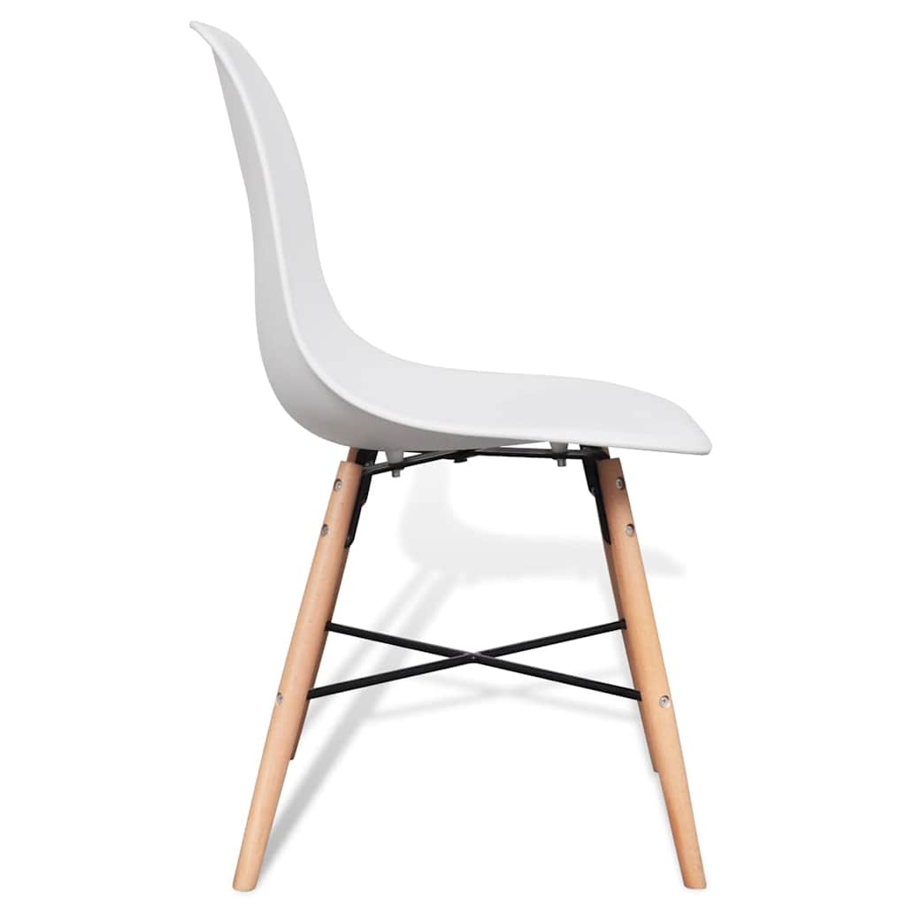 White Dining Set 1 Round Table with 4 Armless Chairs