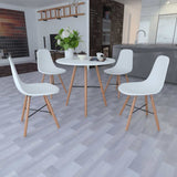 White Dining Set 1 Round Table with 4 Armless Chairs