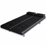 Sofa Bed with Two Pillows Artificial Leather Adjustable Black