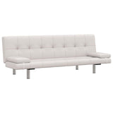 Sofa Bed with Two Pillows Artificial Leather Adjustable Cream White