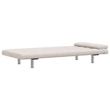 Sofa Bed with Two Pillows Artificial Leather Adjustable Cream White