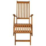 Outdoor Deck Chair with Footrest Solid Acacia Wood - Side View