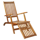 Outdoor Deck Chair with Footrest Solid Acacia Wood - 45-Degree Angle