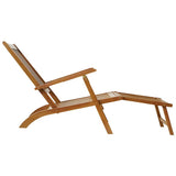 Outdoor Deck Chair with Footrest Solid Acacia Wood - Rear View