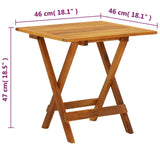 Bistro Table 46x46x47 cm Solid Acacia Wood - Low Angle