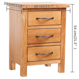 Nightstand with 3 Drawers 40x30x54 cm Solid Oak Wood - 45-Degree Angle