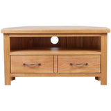 TV Cabinet with Drawer 88 x 42 x 46 cm Solid Oak Wood - Front View