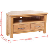 TV Cabinet with Drawer 88 x 42 x 46 cm Solid Oak Wood - Close-Up Angle