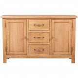 Sideboard with 3 Drawers 110x33.5x70 cm Solid Oak Wood - Front View