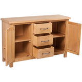Sideboard with 3 Drawers 110x33.5x70 cm Solid Oak Wood - Side View