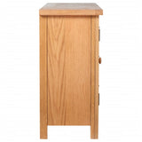 Sideboard with 3 Drawers 110x33.5x70 cm Solid Oak Wood - Rear View