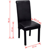 Dining Chairs 4 pcs Black Faux Leather - Rear View