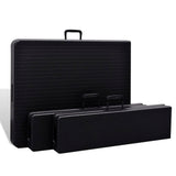 Outdoor Table with 2 Benches HDPE Black Rattan Look