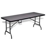 Outdoor Table with 2 Benches HDPE Black Rattan Look