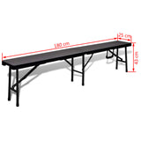 Outdoor Table with 2 Benches HDPE Black Rattan Look