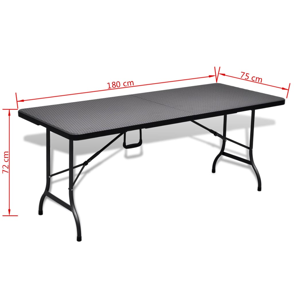 Outdoor Table with 2 Benches HDPE Black Rattan Look