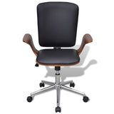 Swivel Office Chair Bentwood with Artificial Leather Upholstery - Front View