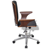 Swivel Office Chair Bentwood with Artificial Leather Upholstery - Side View