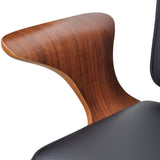 Swivel Office Chair Bentwood with Artificial Leather Upholstery