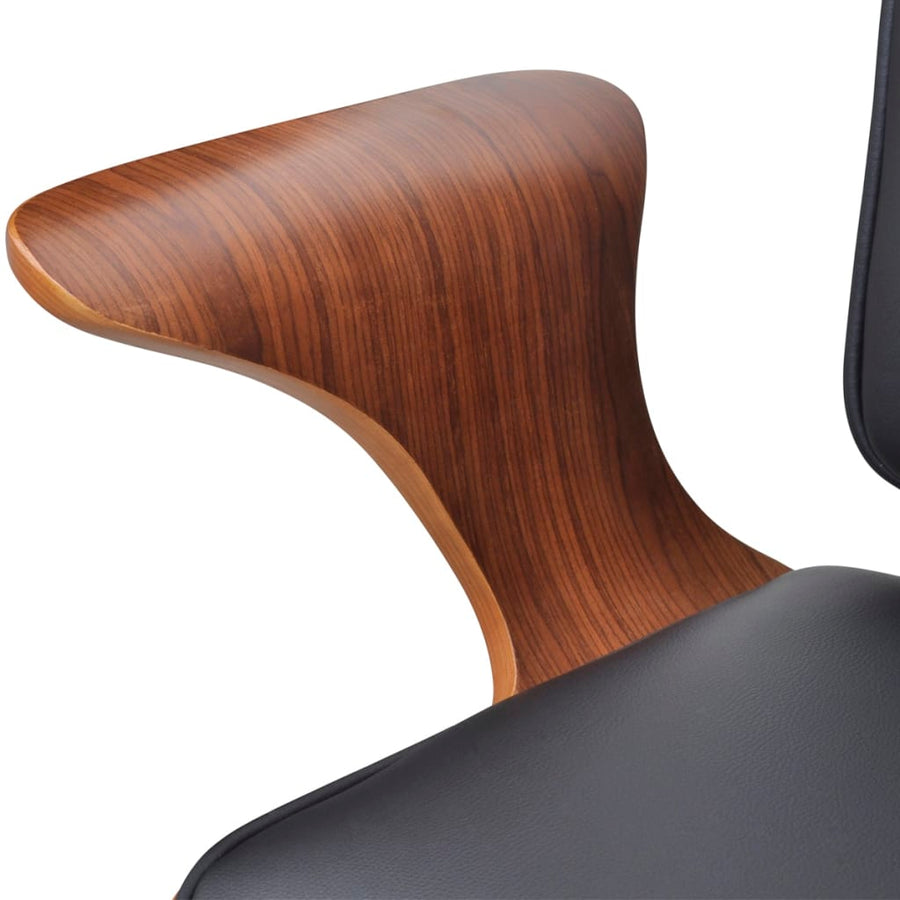Swivel Office Chair Bentwood with Artificial Leather Upholstery