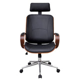 Swivel Office Chair with Headrest Bentwood Artificial Leather - Front View