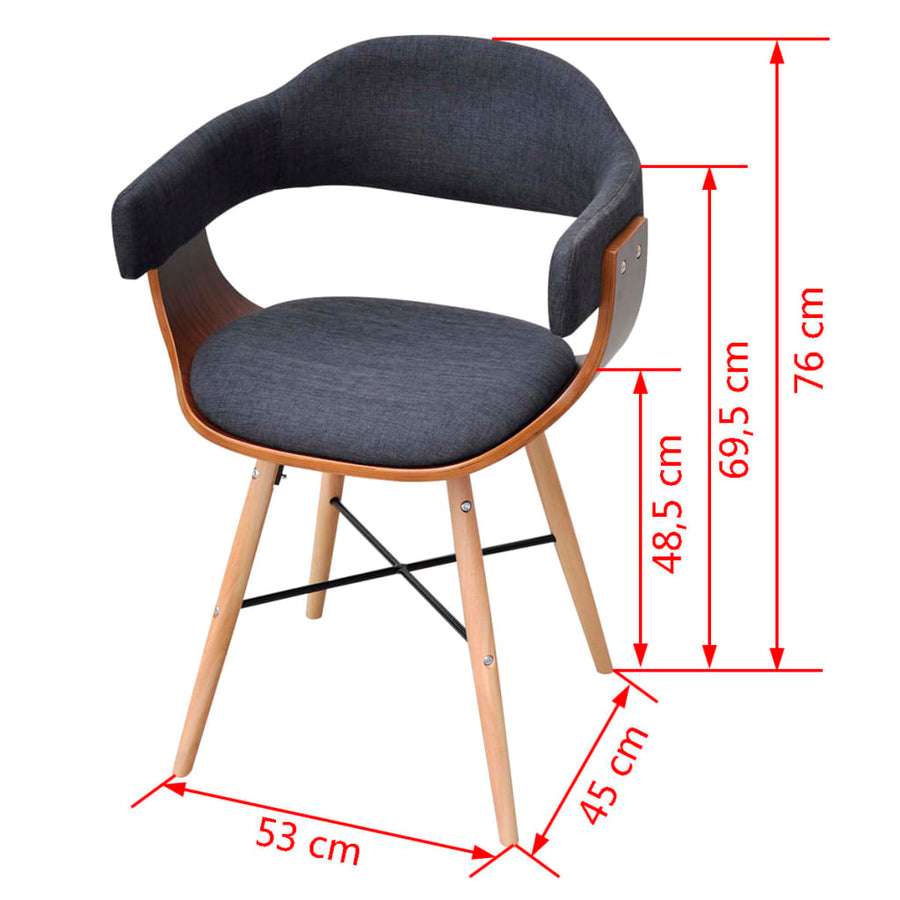Dining Chairs 2 pcs Dark Grey Bent Wood and Fabric