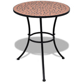 3 Piece Bistro Set Ceramic Tile Terracotta - Front View
