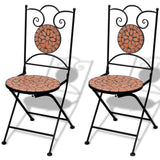 3 Piece Bistro Set Ceramic Tile Terracotta - Rear View