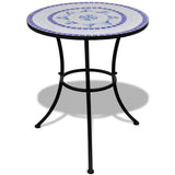 3 Piece Bistro Set Ceramic Tile Blue and White - Front View