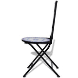 3 Piece Bistro Set Ceramic Tile Blue and White - Close-Up Angle