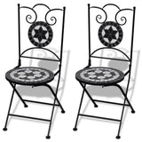 3 Piece Bistro Set Ceramic Tile Black and White - Side View
