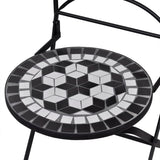 3 Piece Bistro Set Ceramic Tile Black and White - 45-Degree Angle