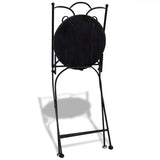 3 Piece Bistro Set Ceramic Tile Black and White - Rear View
