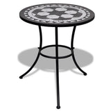 3 Piece Bistro Set Ceramic Tile Black and White - Close-Up Angle