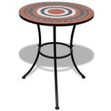 3 Piece Bistro Set Ceramic Tile Terracotta and White - Front View