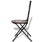 3 Piece Bistro Set Ceramic Tile Terracotta and White - Rear View