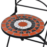3 Piece Bistro Set Ceramic Tile Terracotta and White - Close-Up Angle