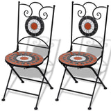 3 Piece Bistro Set Ceramic Tile Terracotta and White - Extra Image