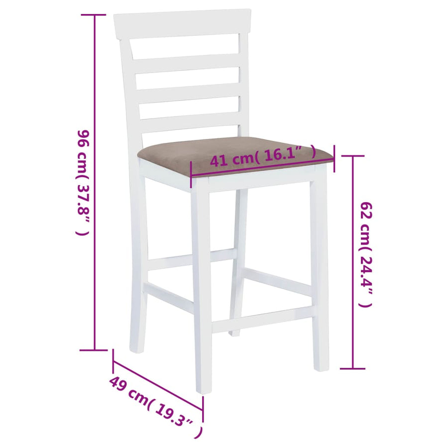 Bar Chairs 2 pcs White Fabric