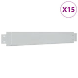 Set of 15 Flexible Lawn Fence Galvanised Steel 100 x 14 cm - Front View