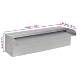 Rectangular Waterfall Pool Fountain Stainless Steel 30 cm - Close-Up Angle