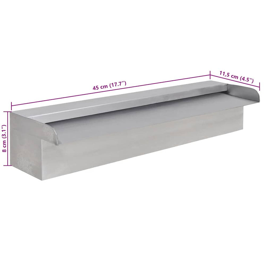 Rectangular Waterfall Pool Fountain Stainless Steel 45 cm