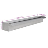 Rectangular Waterfall Pool Fountain Stainless Steel 90 cm - Close-Up Angle