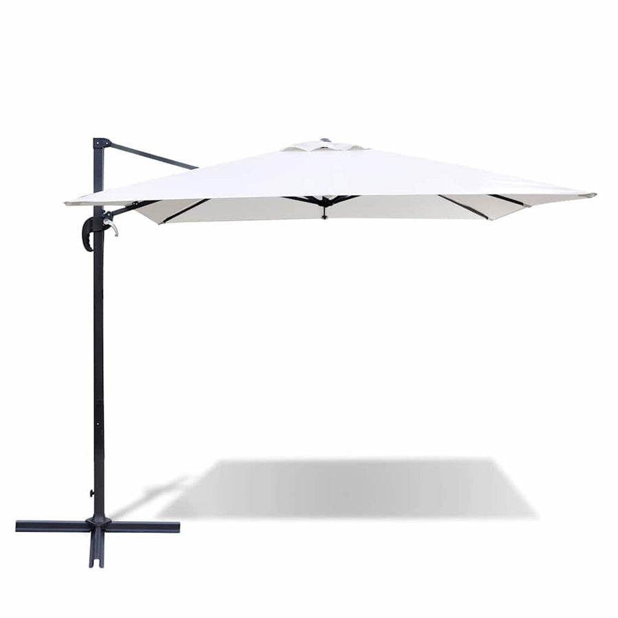 Roma Garden Parasol with Portable Base 2.5x2.5 m Aluminium Sand White